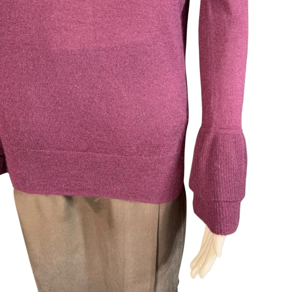 J.Crew Cashmere Boatneck Ruffle-Sleeve Burgundy Sweater Size S